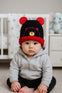 Black Bear Head Embroidery Winter Woolen Warm Cap CP5072C
